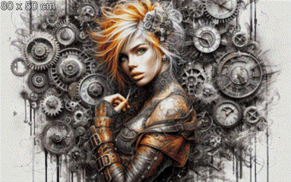 Diamond Painting Steampunk Frau Zahnräder
