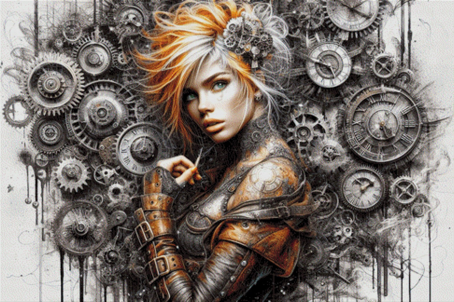 Diamond Painting Steampunk Frau Zahnräder