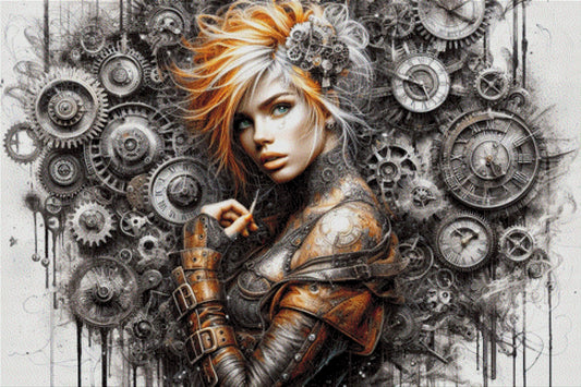 Diamond Painting Steampunk Frau Zahnräder