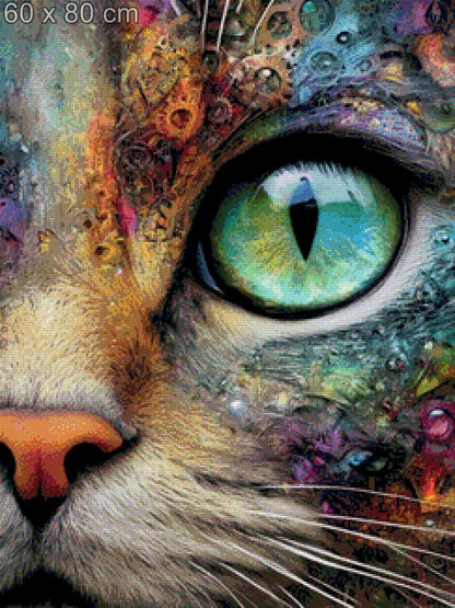 Diamond Painting Katze Auge Steampunk