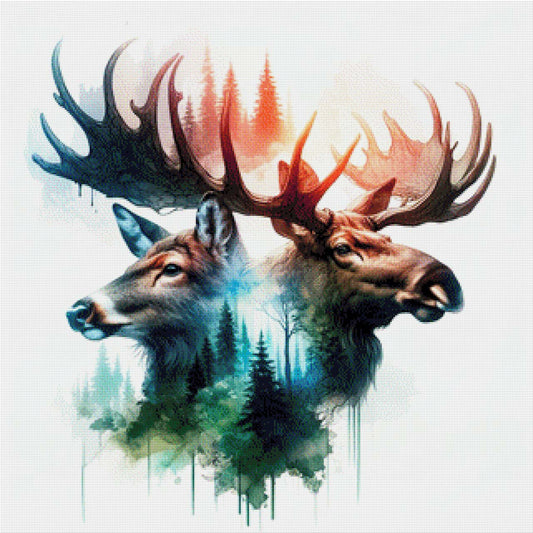 Feyra das Reh & Elrik der Elch - Diamond Painting