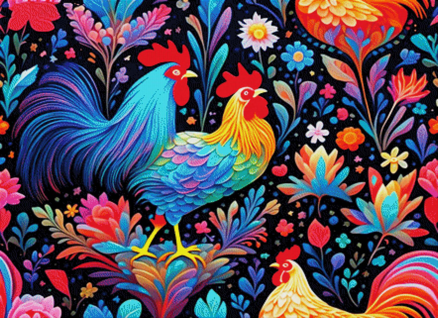 Bunte Federbande - Diamond Painting