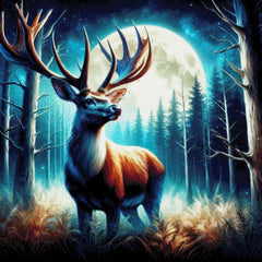 Amarion der Hirsch im Mondschein - Diamond Painting