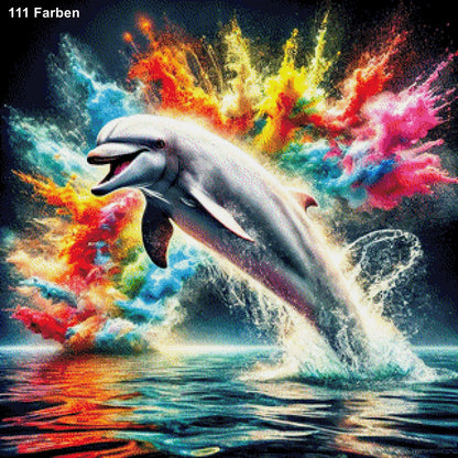 Delphin in Farbwolke - Diamond Painting