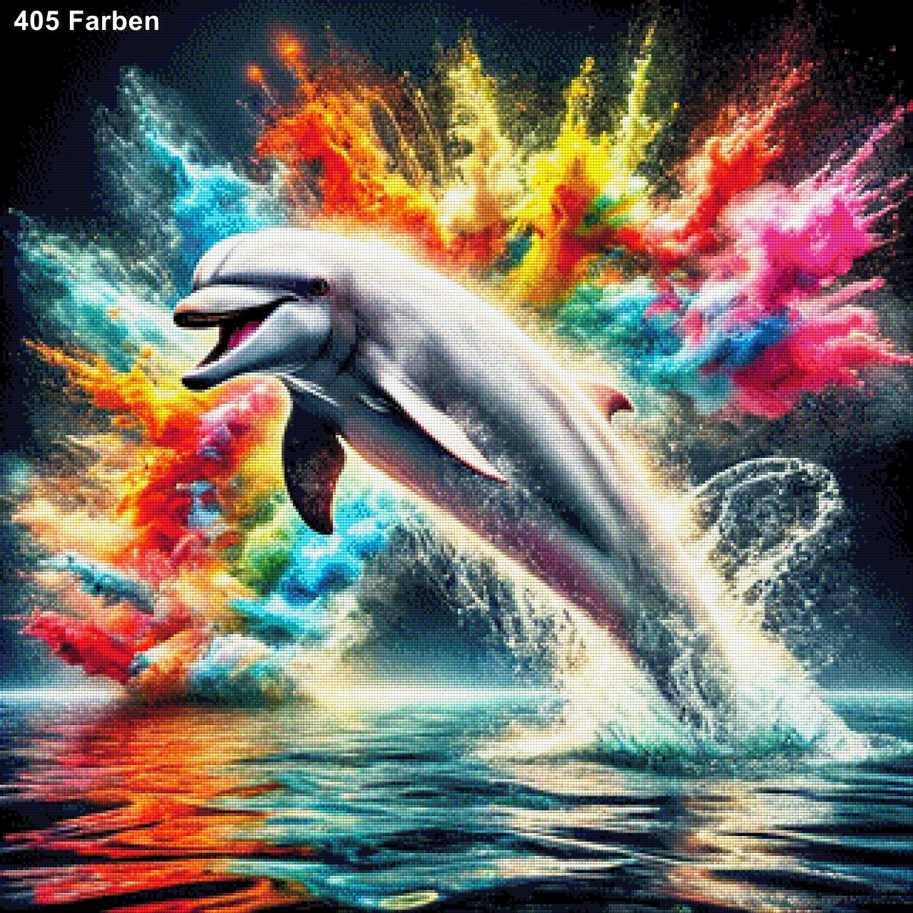 Delphin in Farbwolke - Diamond Painting