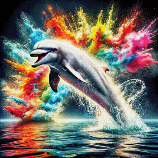 Delphin in Farbwolke - Diamond Painting