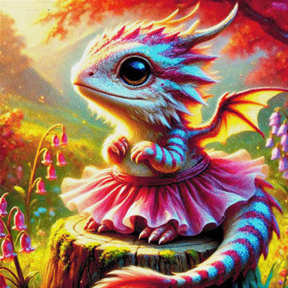 Kleine Drachen Ballerina - Diamond Painting
