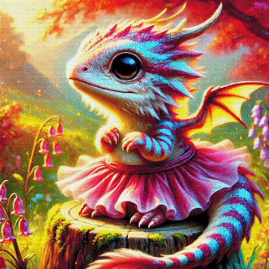 Kleine Drachen Ballerina - Diamond Painting