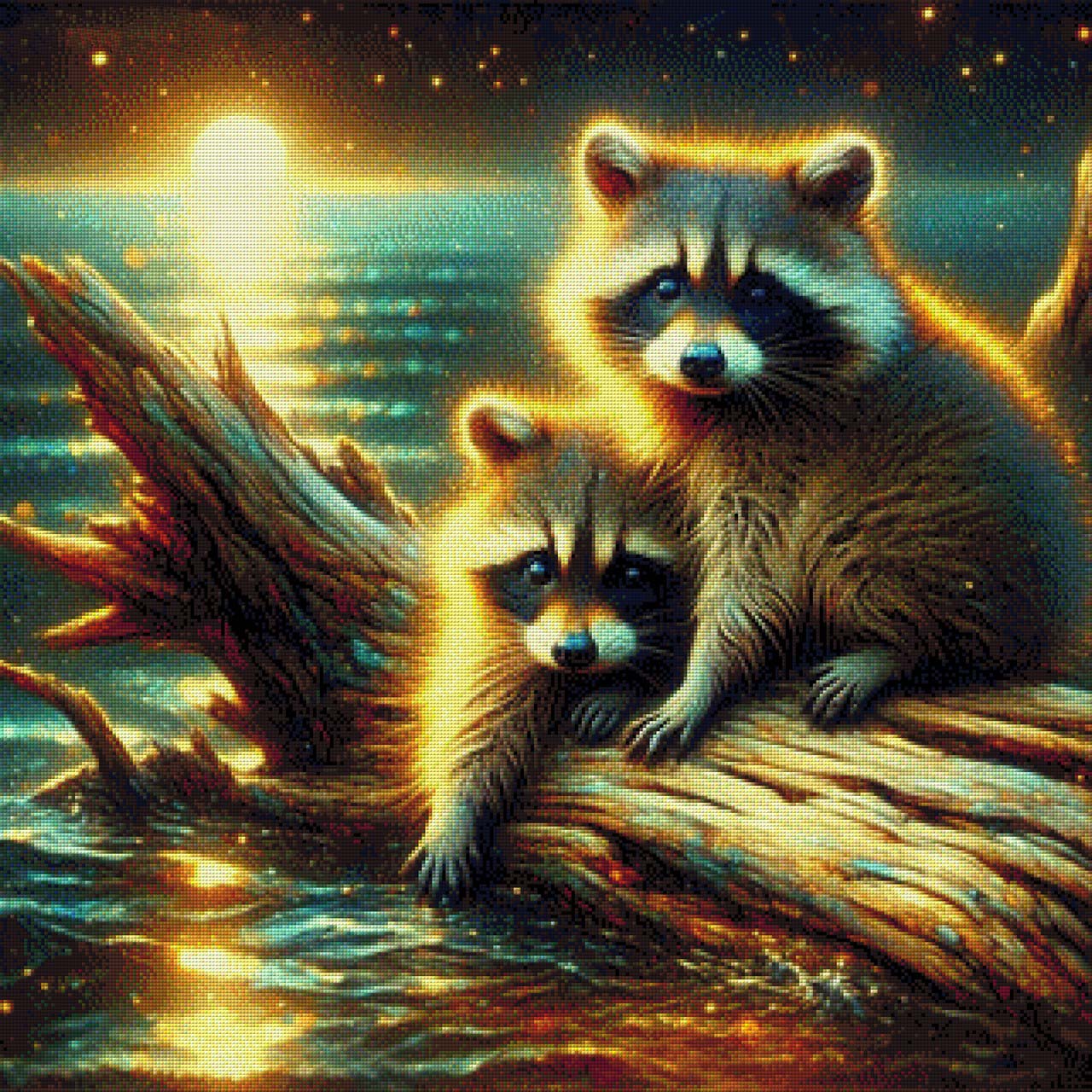 Waschbären - Diamond Painting