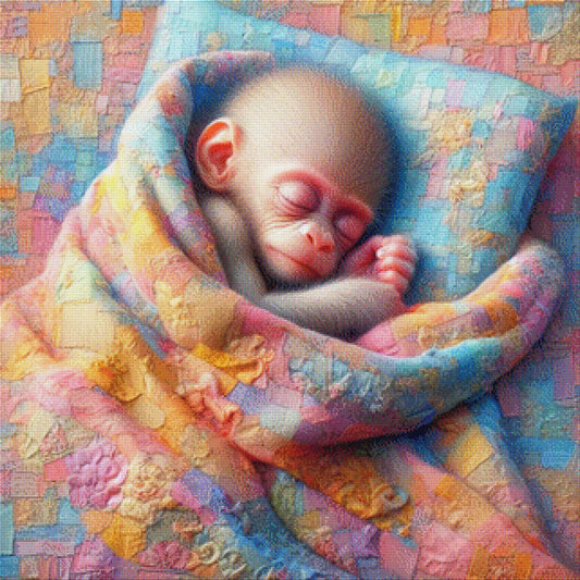 Mucki der Baby Affe - Diamond Painting