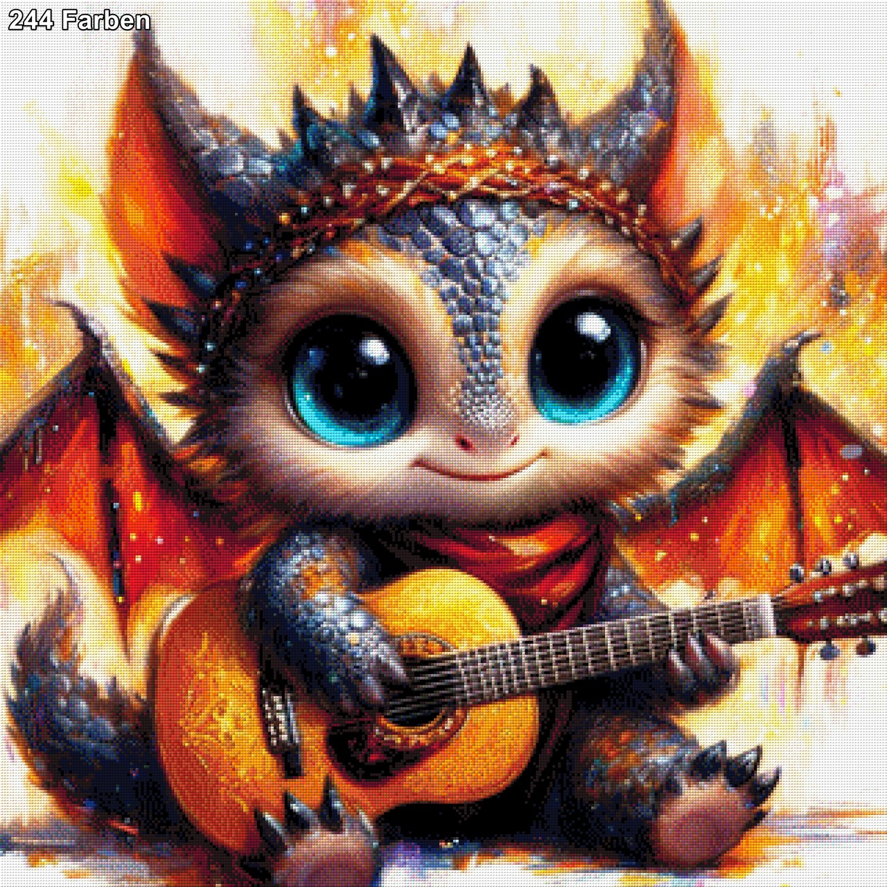 Gitarrist Tommy der kleine Drache - Diamond Painting