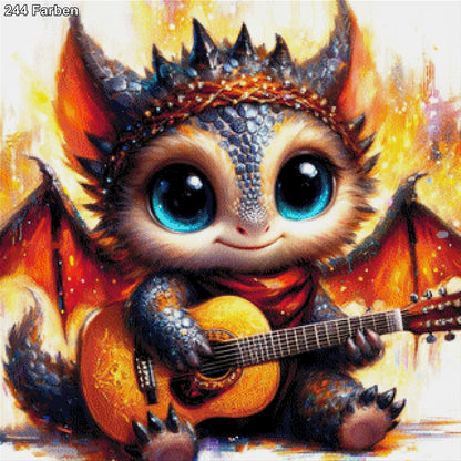 Gitarrist Tommy der kleine Drache - Diamond Painting