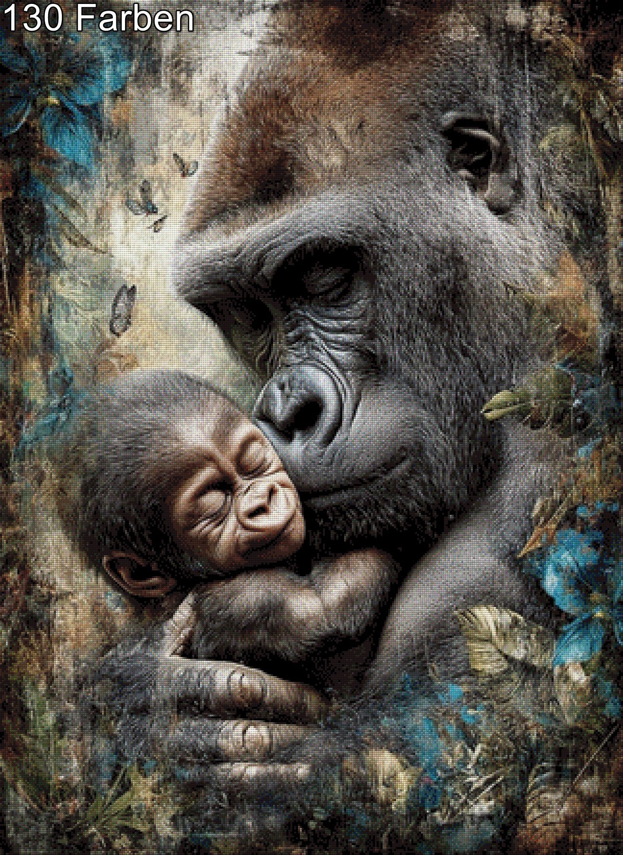 Diamond Painting Gorilla Affe Baby Dschungel