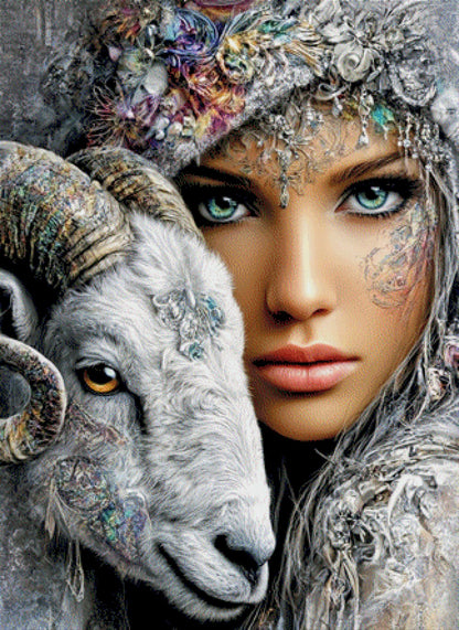 Diamond Painting Steinbock Frau Liebe
