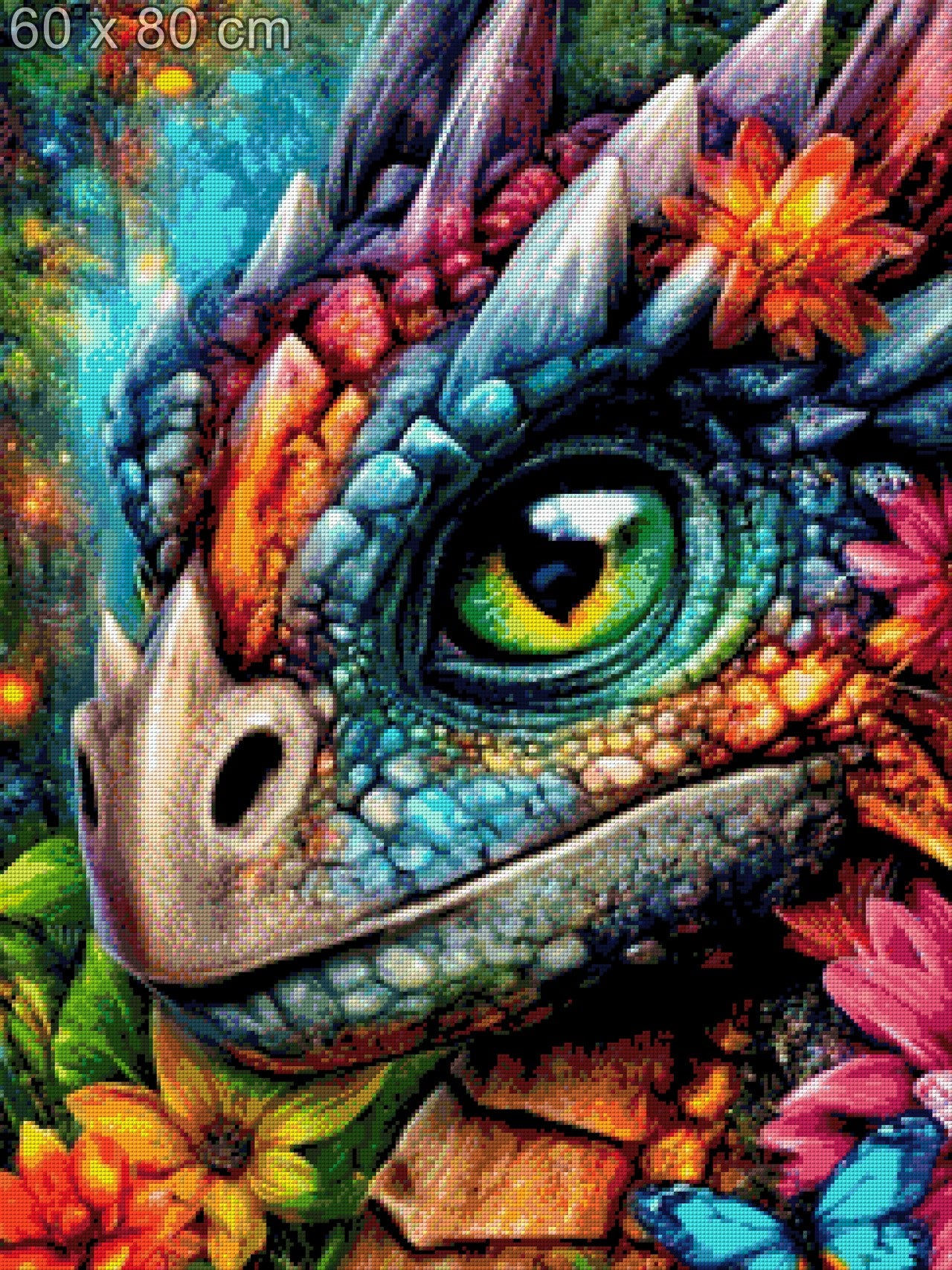Diamond Painting Drache bunt Blume