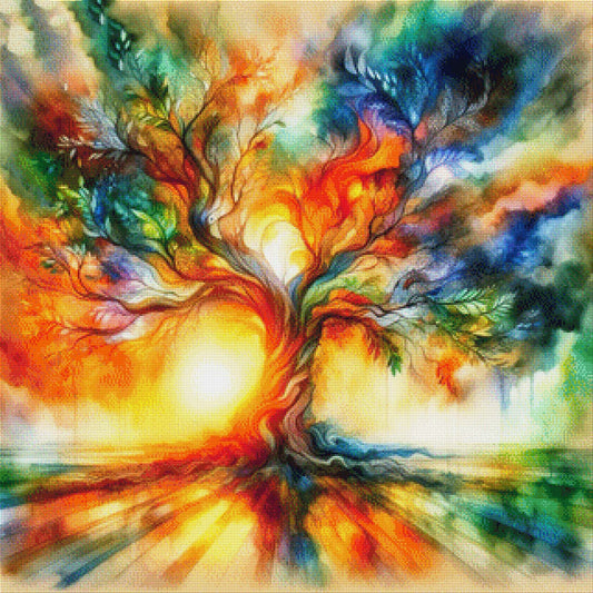 Wischlaub, Auarell von buntem Baum - Diamond Painting