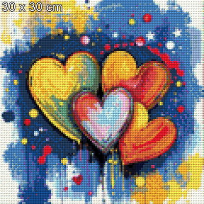 Bunte Herzen - Diamond Painting