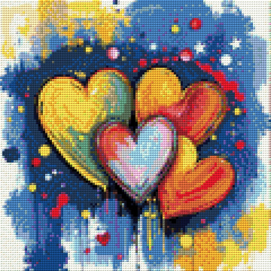 Bunte Herzen - Diamond Painting