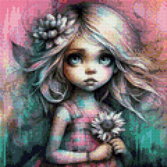 Melli mit Blümchen - Diamond Painting