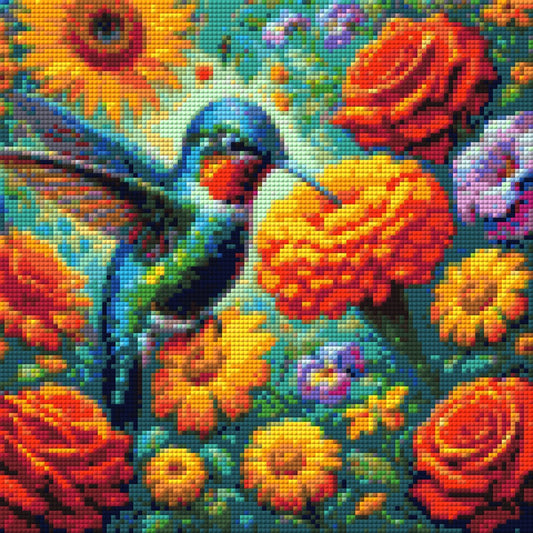 Kolibri an Blüte - Diamond Painting