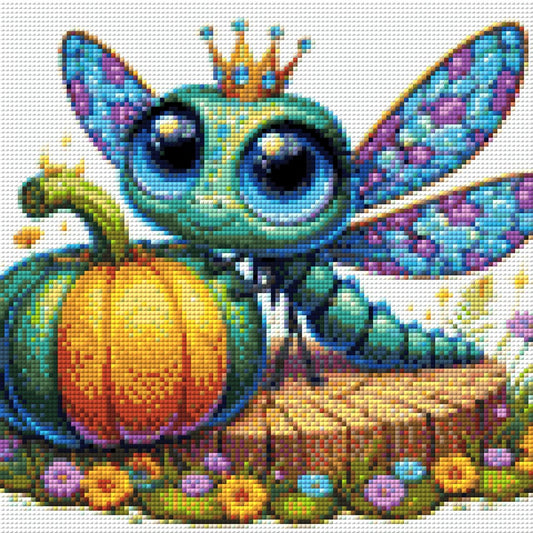 Libelle auf Kürbis - Diamond Painting