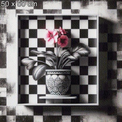 Blume im Schachbrett - Diamond Painting