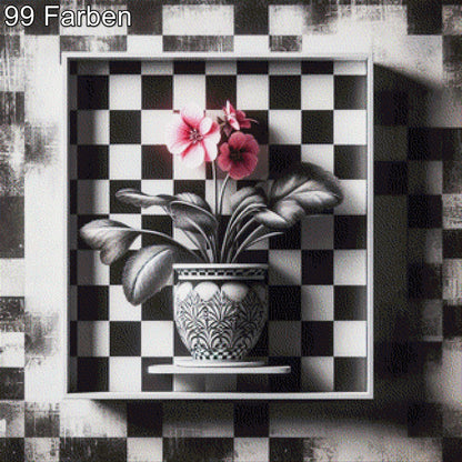 Blume im Schachbrett - Diamond Painting