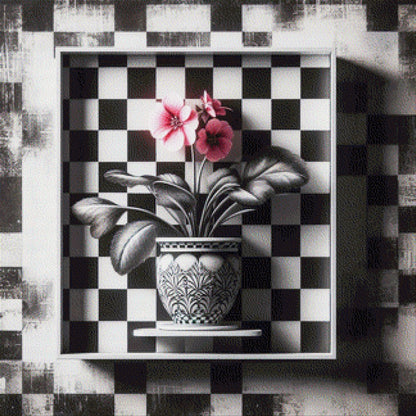 Blume im Schachbrett - Diamond Painting