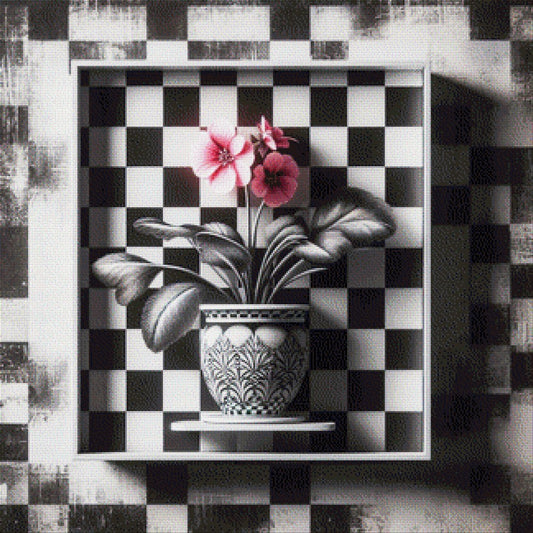 Blume im Schachbrett - Diamond Painting