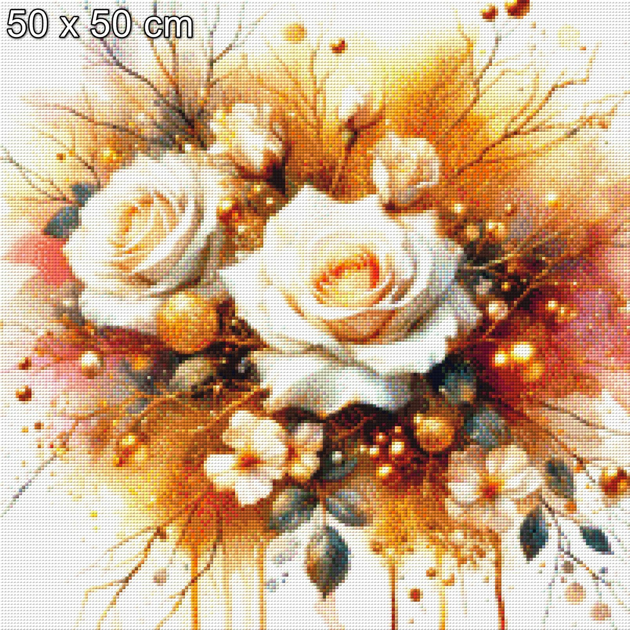 Elfenblüte, weiße Rose - Diamond Painting