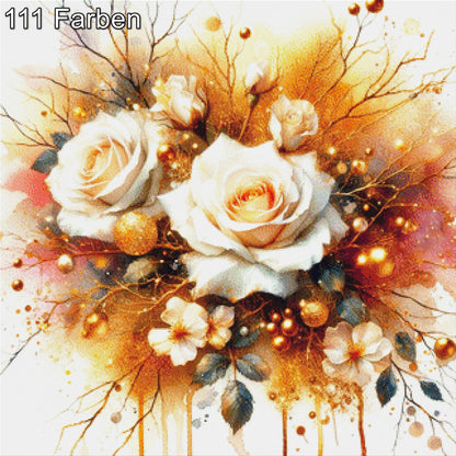 Elfenblüte, weiße Rose - Diamond Painting