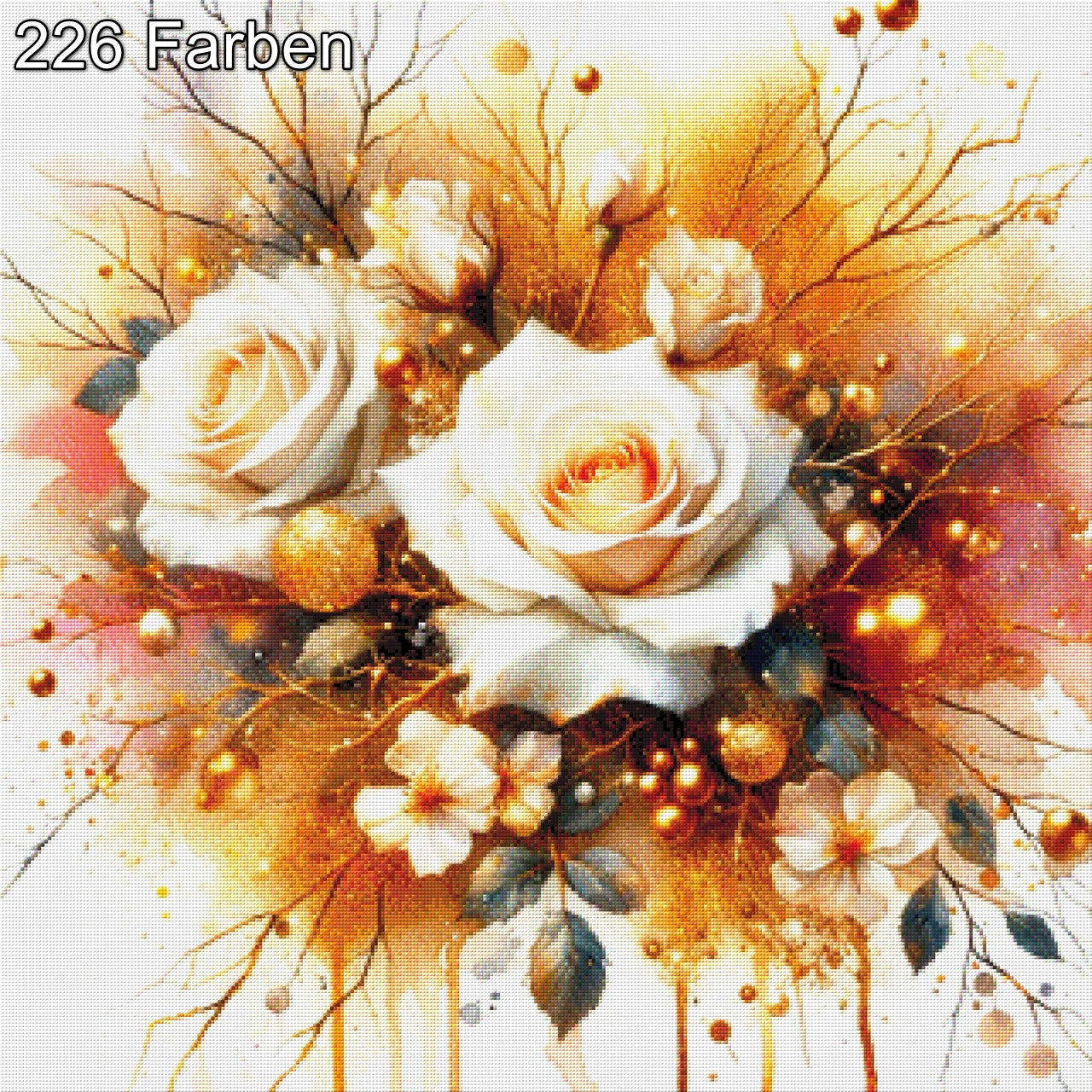 Elfenblüte, weiße Rose - Diamond Painting