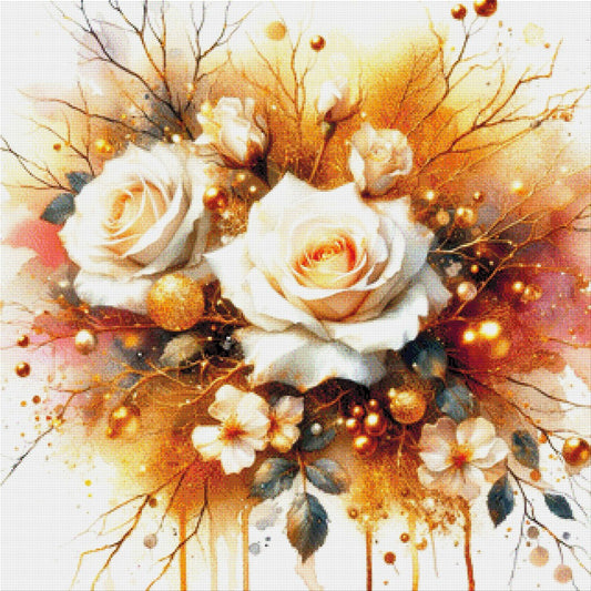 Elfenblüte, weiße Rose - Diamond Painting