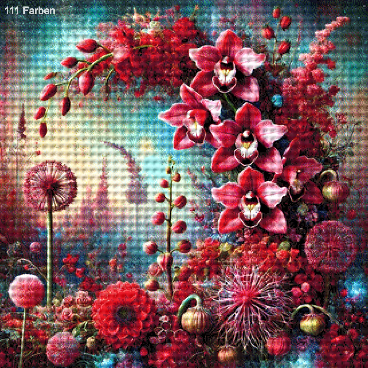 Blumenmond - Diamond Painting