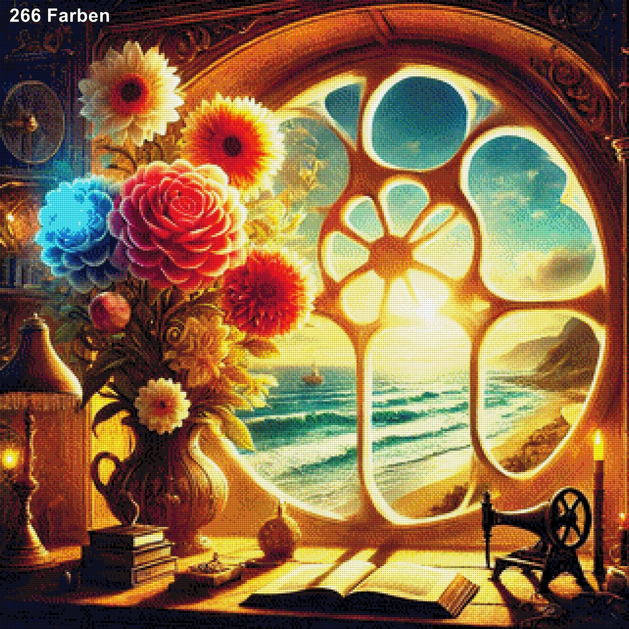 Blumen am Fenster - Diamond Painting