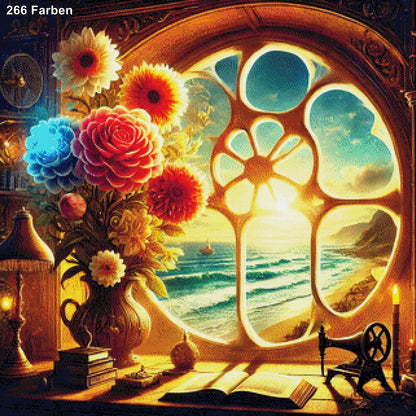 Blumen am Fenster - Diamond Painting
