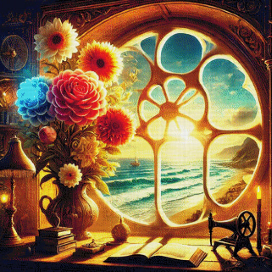 Blumen am Fenster - Diamond Painting