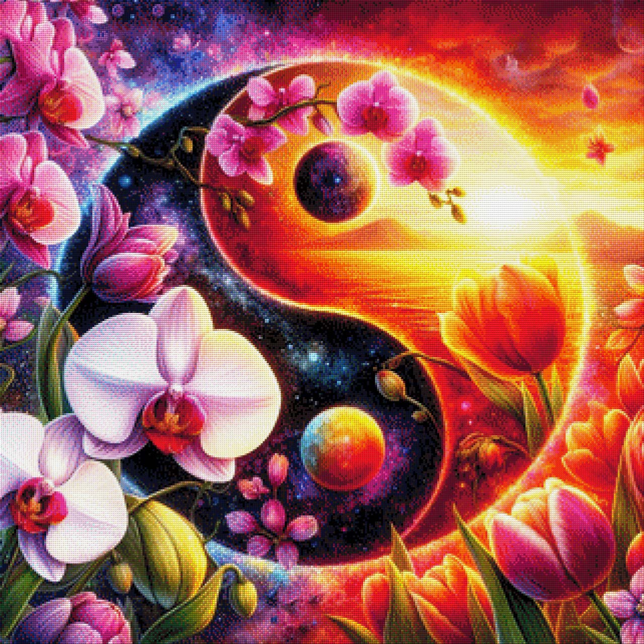 Orchideen Yin & Yang  - Diamond Painting
