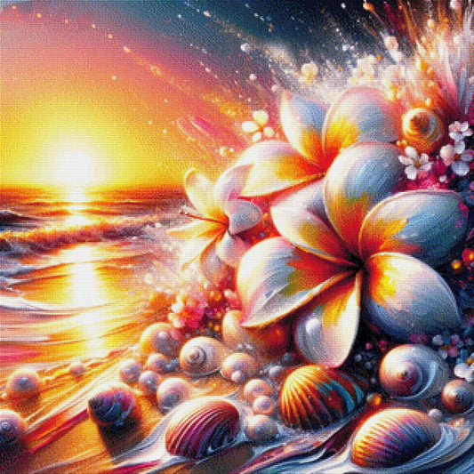 Frangipani im Meer - Diamond Painting