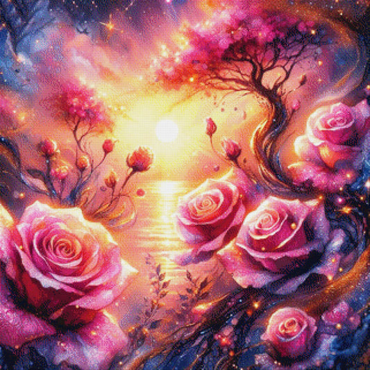 Rosen am Teich - Diamond Painting