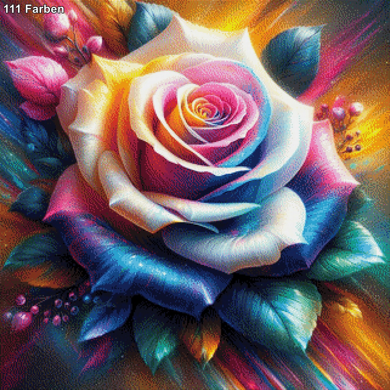 Regenbogen Rose - Diamond Painting