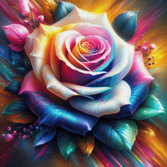 Regenbogen Rose - Diamond Painting