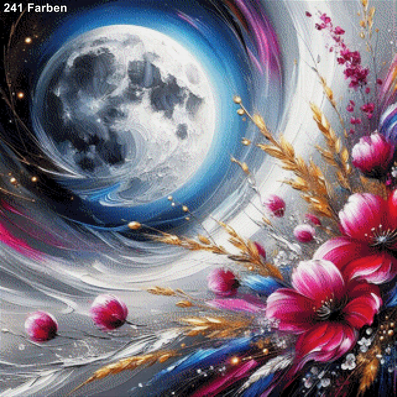 Blumen im Mondschein - Diamond Painting