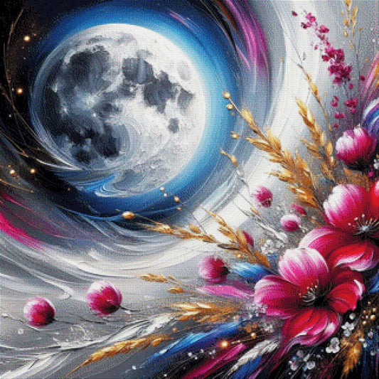 Blumen im Mondschein - Diamond Painting