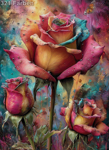 5D Diamond Painting - Rosentrilogie
