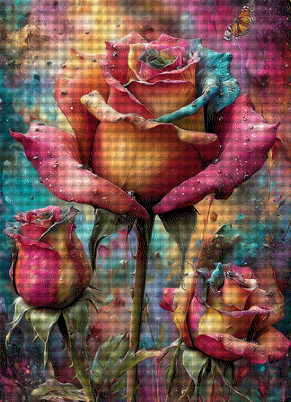 5D Diamond Painting - Rosentrilogie