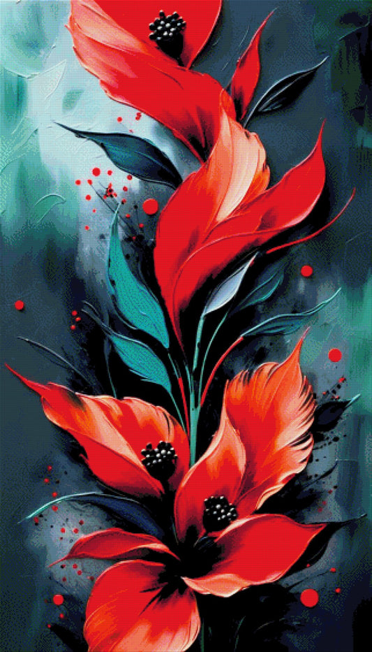 Blumenkunst Rot - Diamond Painting