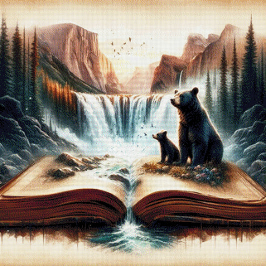 Lesebären, Bären auf Buch - Diamond Painting