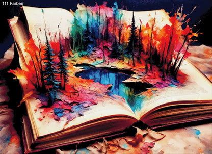 Regenbogenforst, Buch mit buntem Wald - Diamond Painting