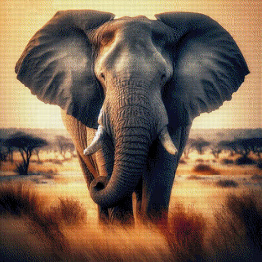 Steppenriese, Elefant in der Steppe - Diamond Painting